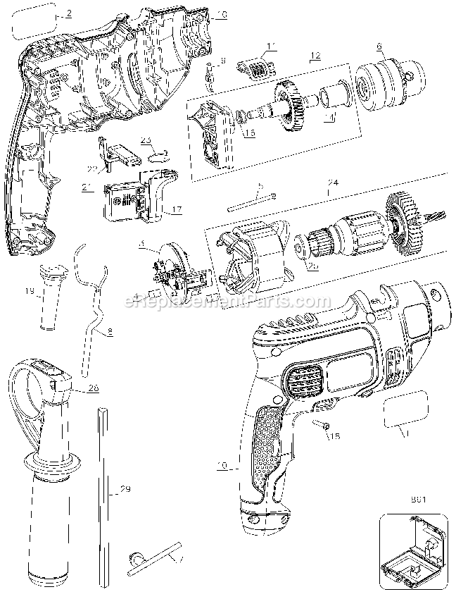 Black and Decker TM500-B3 (Type 3) 3/8 Hammer Drill Power Tool Page A Diagram